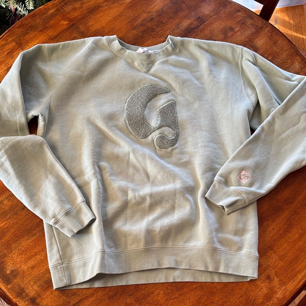 Glossier Sage Green Sweatshirt with Embroidered Logo
